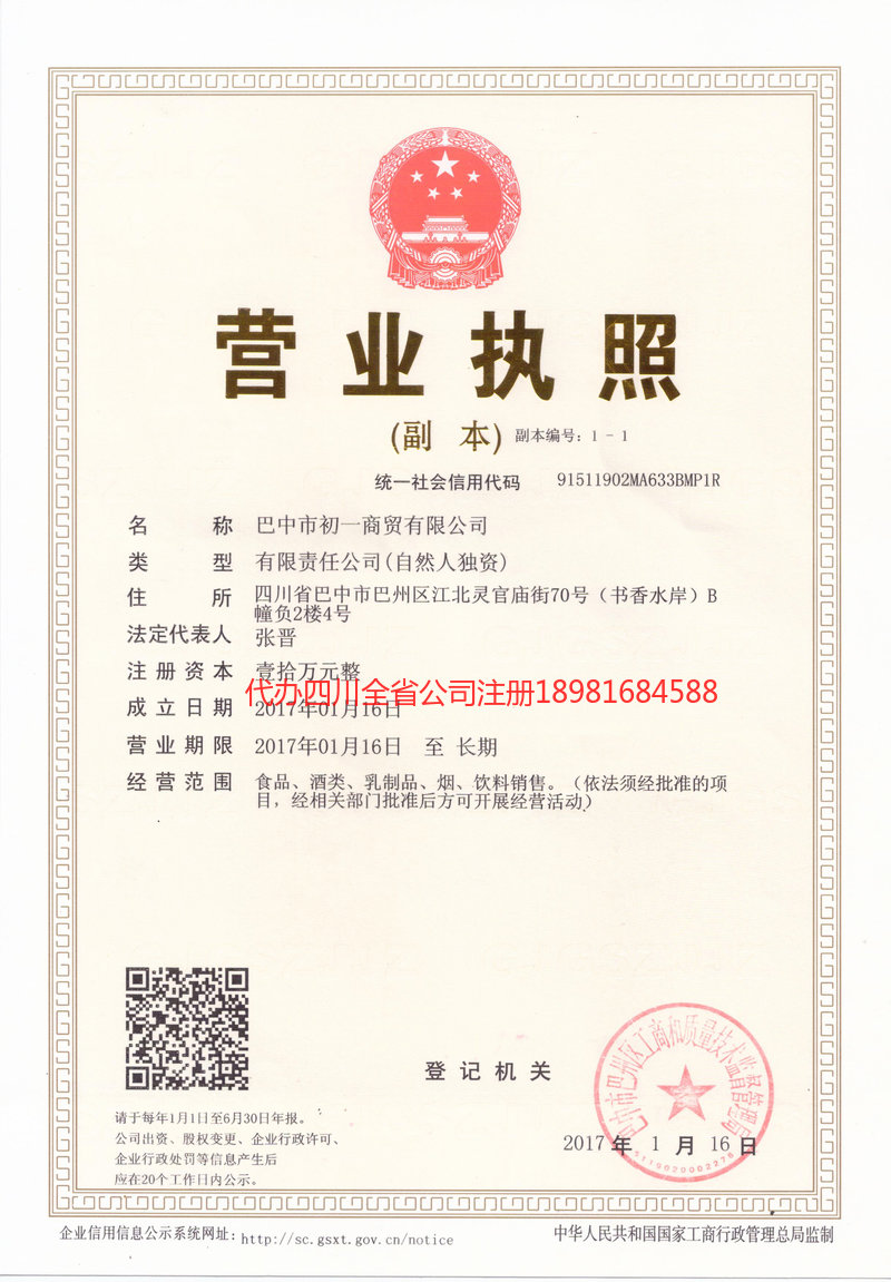 绵竹绵竹初一商贸有限公司